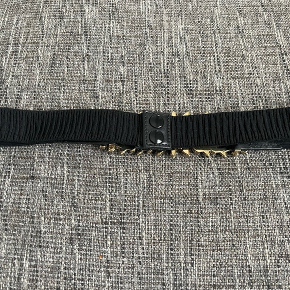 Cache stretch black belt with crystal grey stone”buckle”, gold trim ! - Picture 6 of 7